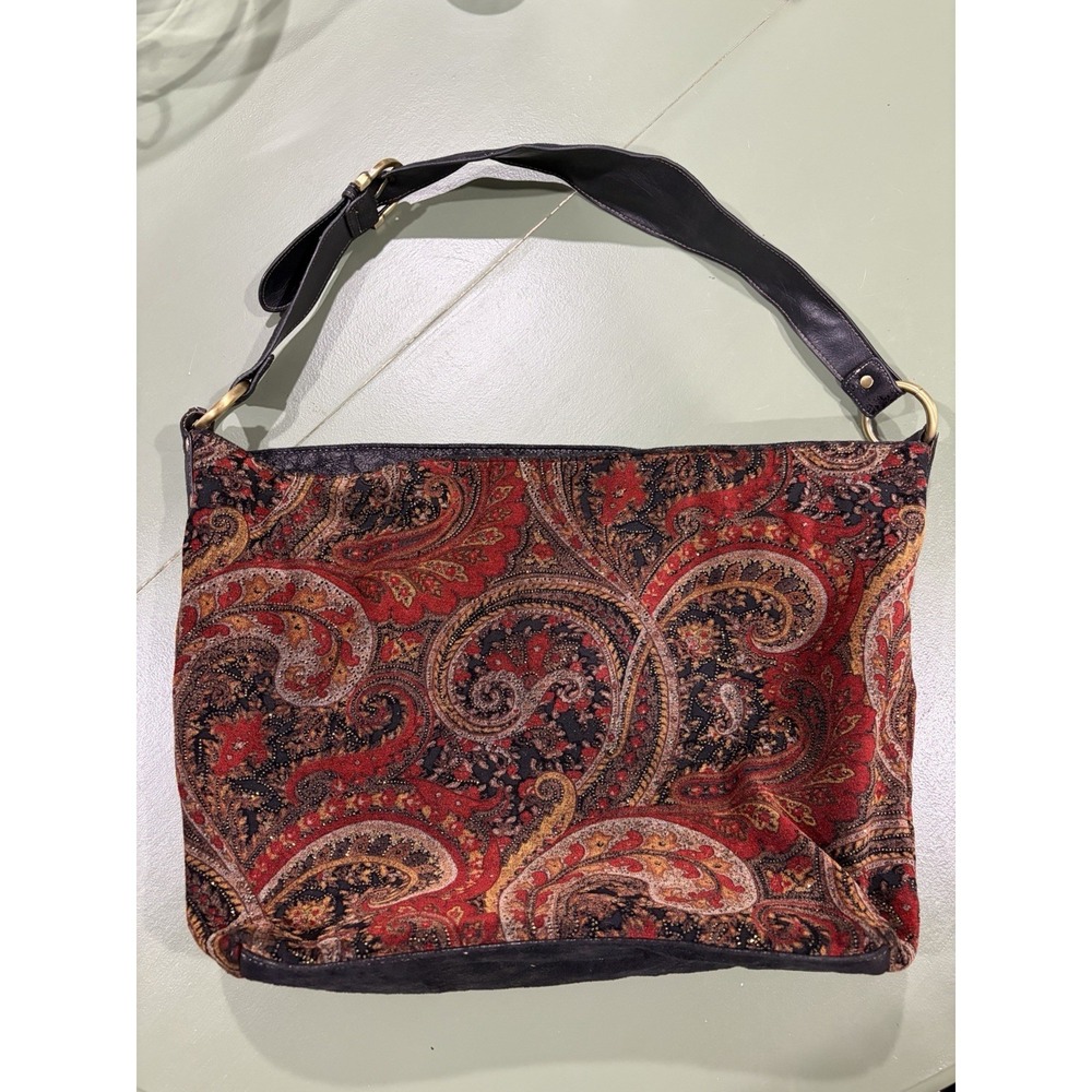 Sonoma hobo featuring a paisley pattern With Sparkle Thread Red Black Gold Boho - Picture 6 of 9